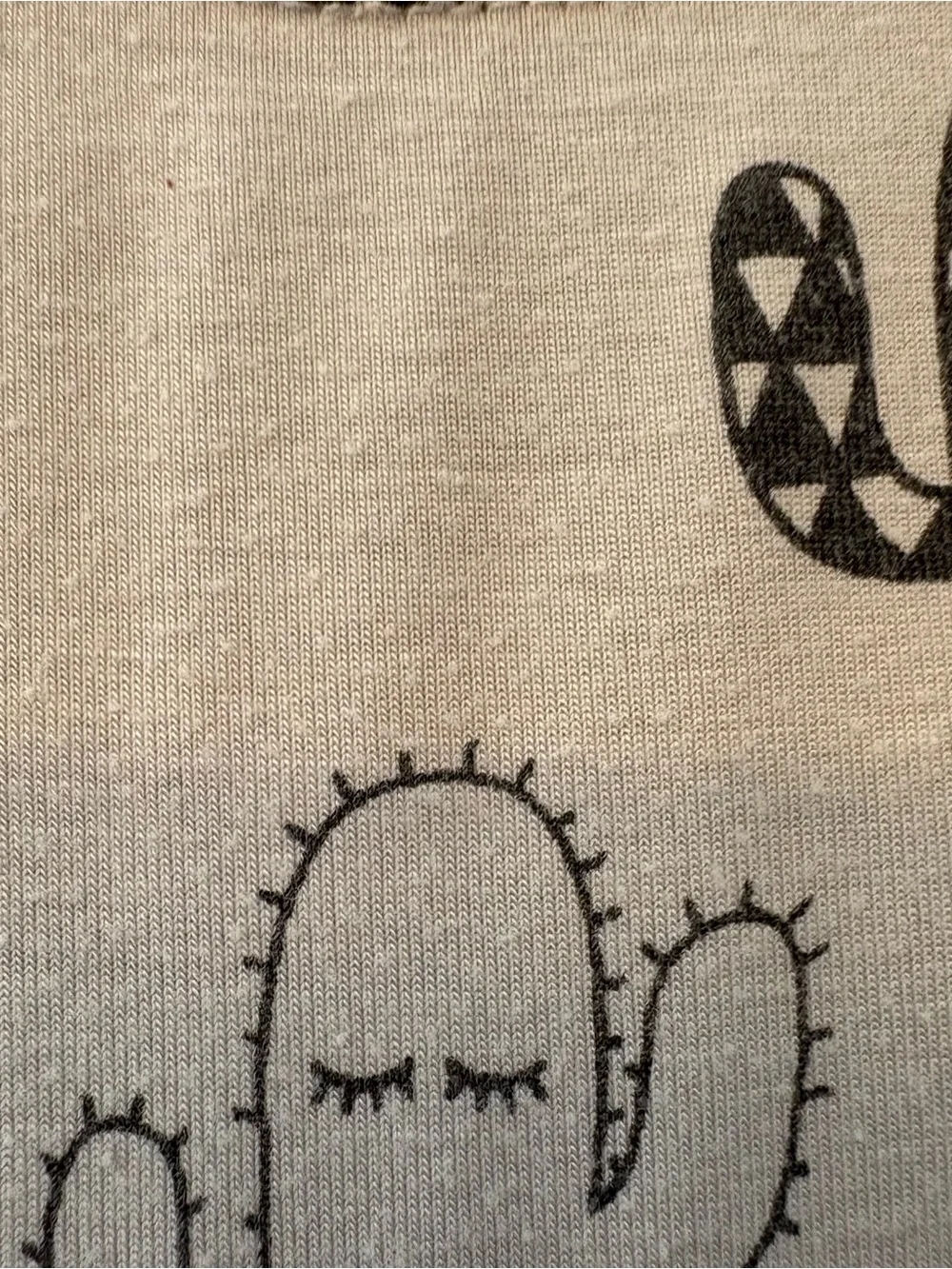 Little Sleepies OG white blue black cactus print long sleeve pajama top size 3T